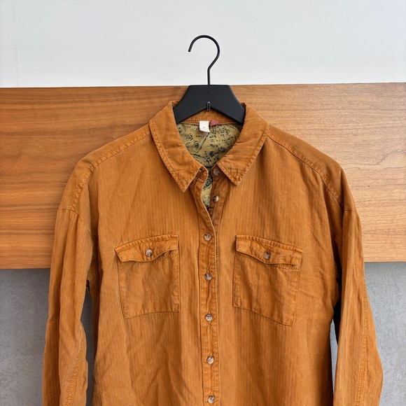 Pilcro Shirt Dress Button down Gold Tunic Babydoll, Size S - Picture 3 of 12